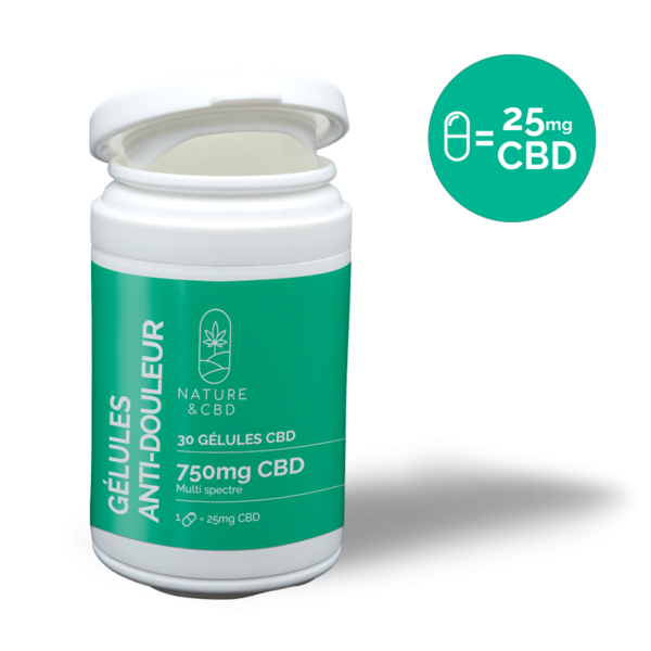 Gélules CBD Anti-Douleur 25mg - NATURE & CBD